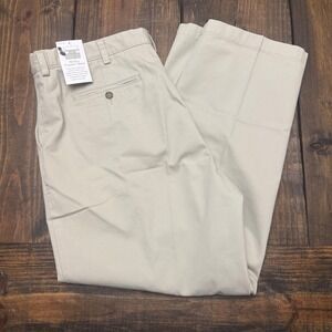 LL Bean Mens 40x29 Khaki Chinos Wrinkle Free Cotton Hidden Comfort Waist Pants